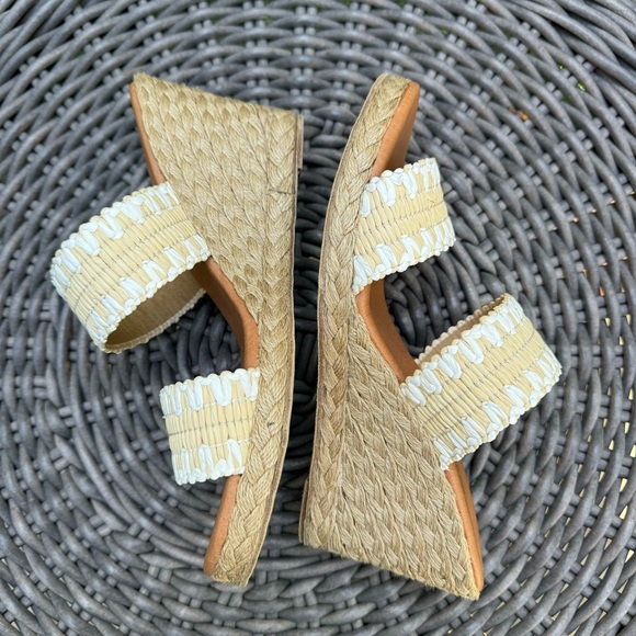 Andre Assous Nolita Raffia Wedge Slide Sandal Beige White Sz 7 - Picture 6 of 11